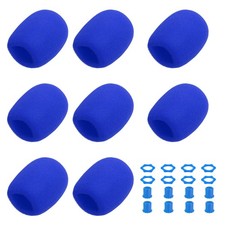 8 Set Mic Cover Foam, 1.5" Silicone Ring, Sleeve Holder, Blue