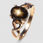2CT GOLDEN BLACK STAR SAPPHIRE 925 STERLING SILVER RINGS FINISH FINE JEWELRY