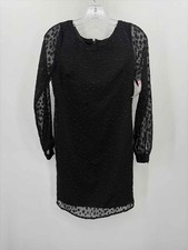 Pre-Owned Ann Taylor Black Size 00P Shift Knee Length Long Sleeve Dress