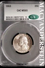 1953 Washington Quarter- Silver- CAC MS-65- Luster #SLM470