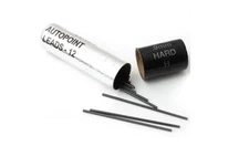 Autopoint Replacement Leads, 12 Tubes (12 sticks per tube) 0.9mm, Black Hard