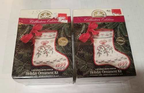 Lot Of 2 1999 DMC COLLECTOR'S EDITION HOLIDAY ORNAMENT KIT CROSS STITCH