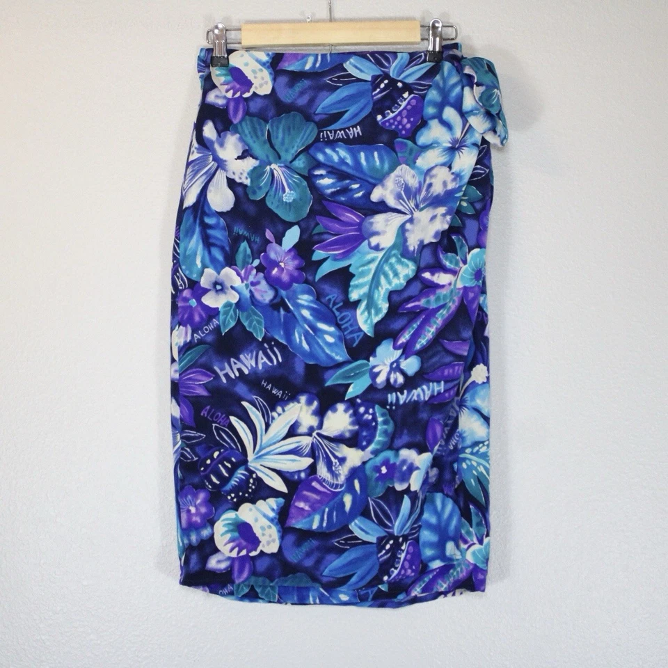 Falda de Colección Dana Buchman Seda Verdadera Envolvente Talla 4 Hawaiana Tropical Tiki Resort Foto 2 de 4