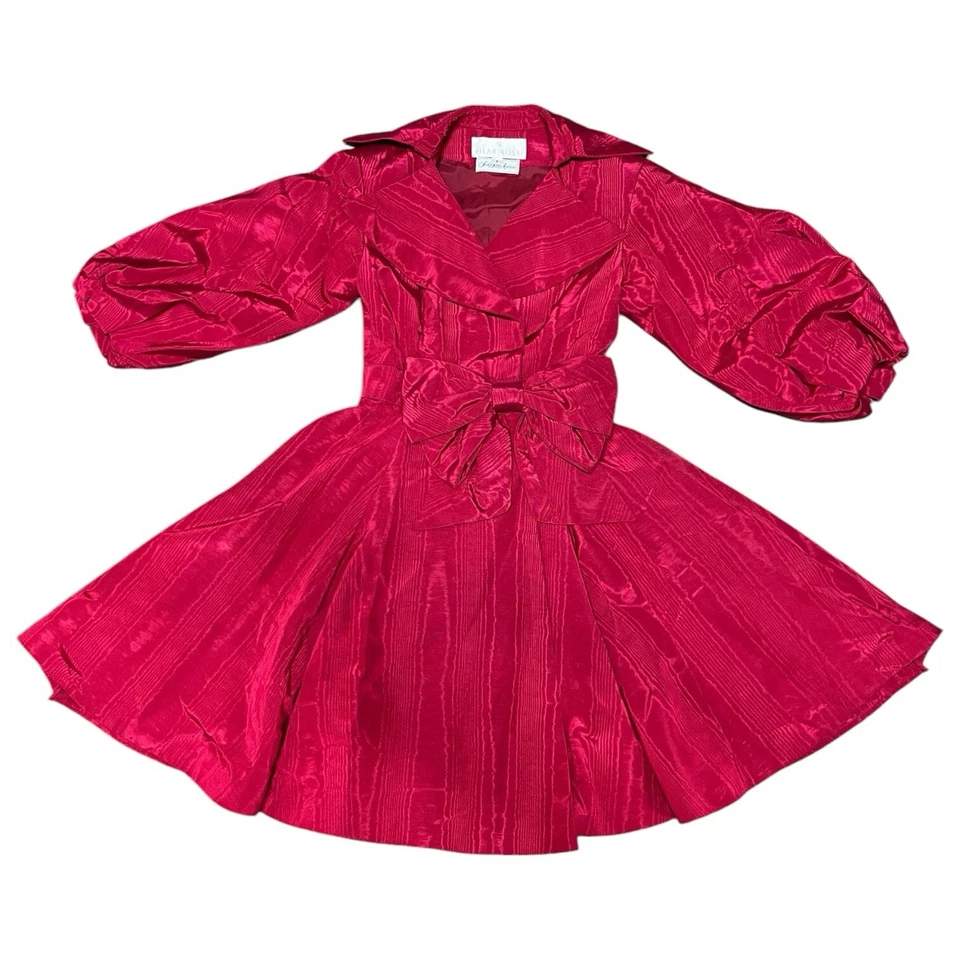 Vestido envolvente rosa vintage años 80 con lazo de gran tamaño y mangas abullonadas Saks Fifth Avenue Foto 2 de 4