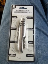 8-in-1 Multiuse Pocket Knife Utility Hand Tool: Keychain, Can Opener, Corkscrew