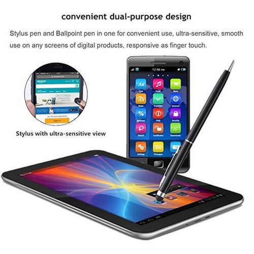 2 in 1 Touch Screen Pen Stylus Pen Universal For Smart Phone Tablet iPad iPhone - Picture 5 of 6