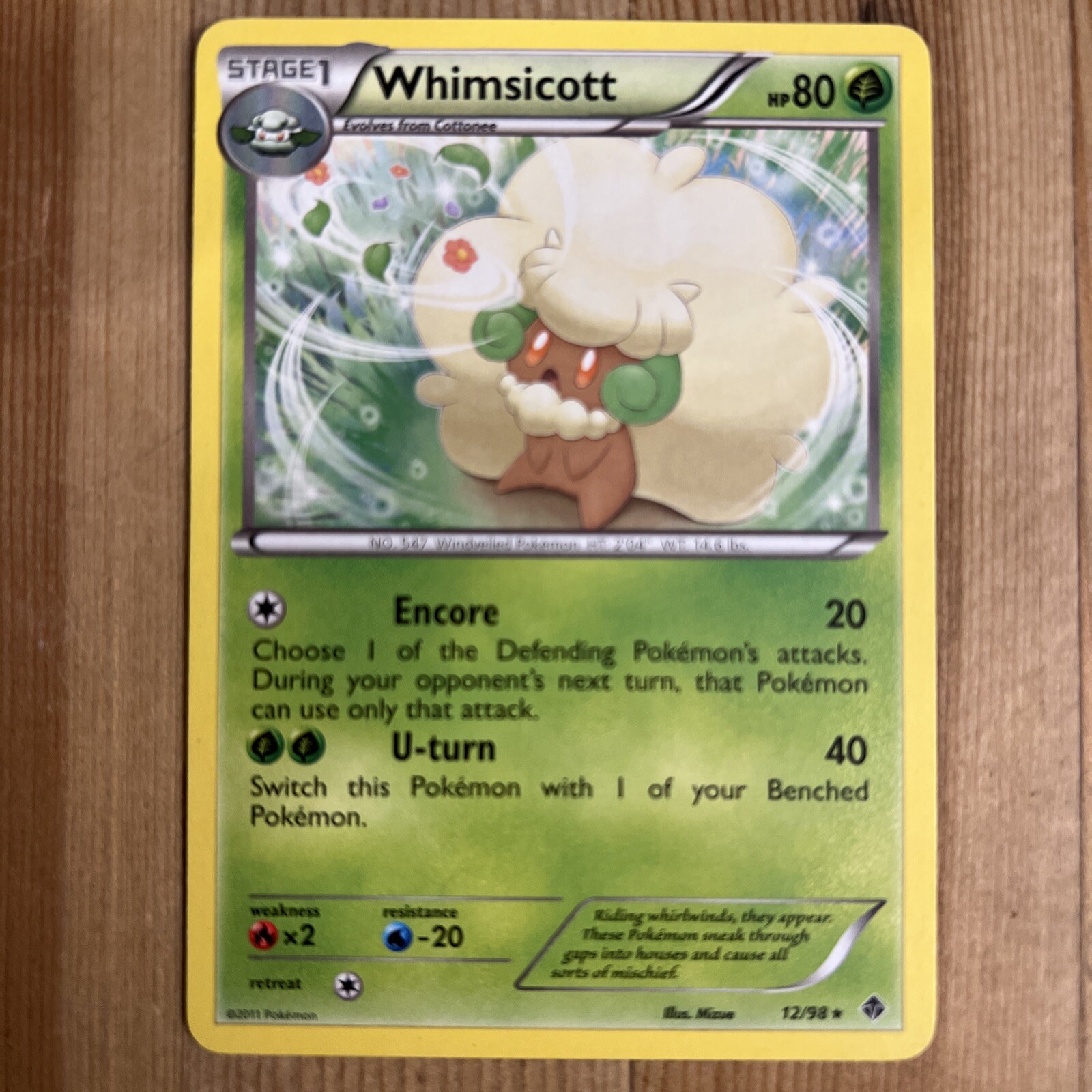 Whimsicott - 12/98 - Rare LP, English Pokemon Emerging Power