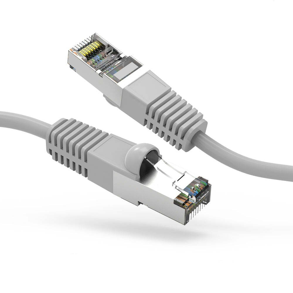 25Ft Gray CAT6 SSTP Shielded Ethernet Cable with Boots