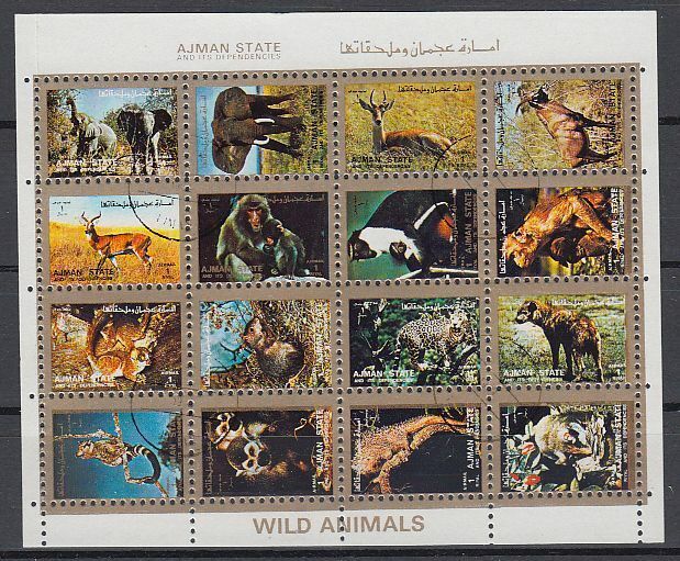 Ajman 1973 used Mi.2701/16 A Klbg. Säugetiere Mammals Tiere Animals Nature Natur