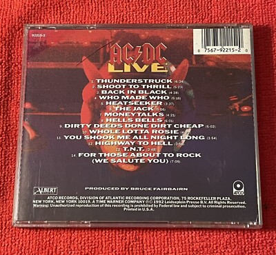 AC/DC - Live ( CD 1992 ATCO Records). 7 92215-2 75679221520| eBay