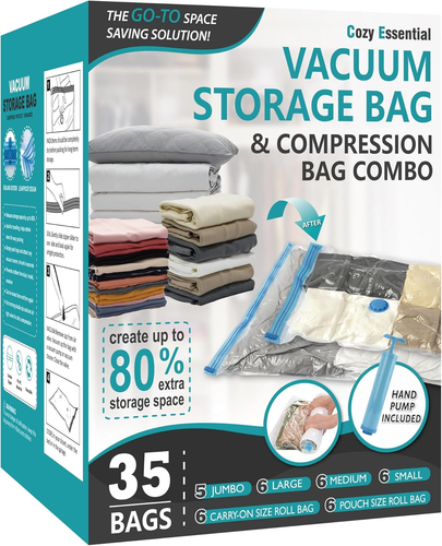 35 Pack Space Saver Compression Storage Bags for Comforters and Blankets
