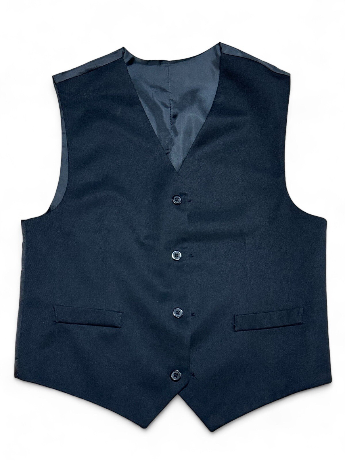 Mens Classic Solid Black Reversible Pin Striped V… - image 2