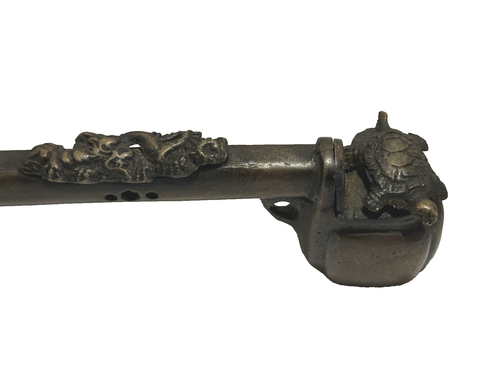Early Japanese Bronze Travelling Inkwell & Brush Holder Yatate with Turtle - Picture 4 of 8