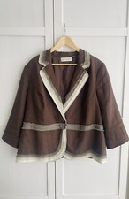 Edina Ronay Stunning Dark Brown %100 Linen Jacket! Size Uk22