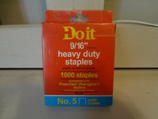 Doit 9/16" Heavy Duty Staples No. 5 Wide Crown Qty 1,000 staples
