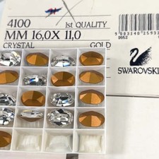 Swarovski 4100 Crystal Gold Foiled Pointed Back Oval Stones 12pcs 16x11mm SW057