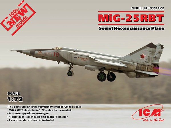 Mig-25 Rbt, Sowjetisches AufkläRungsflugzeug 1:72 Plastikmodellbausatz Icm-image