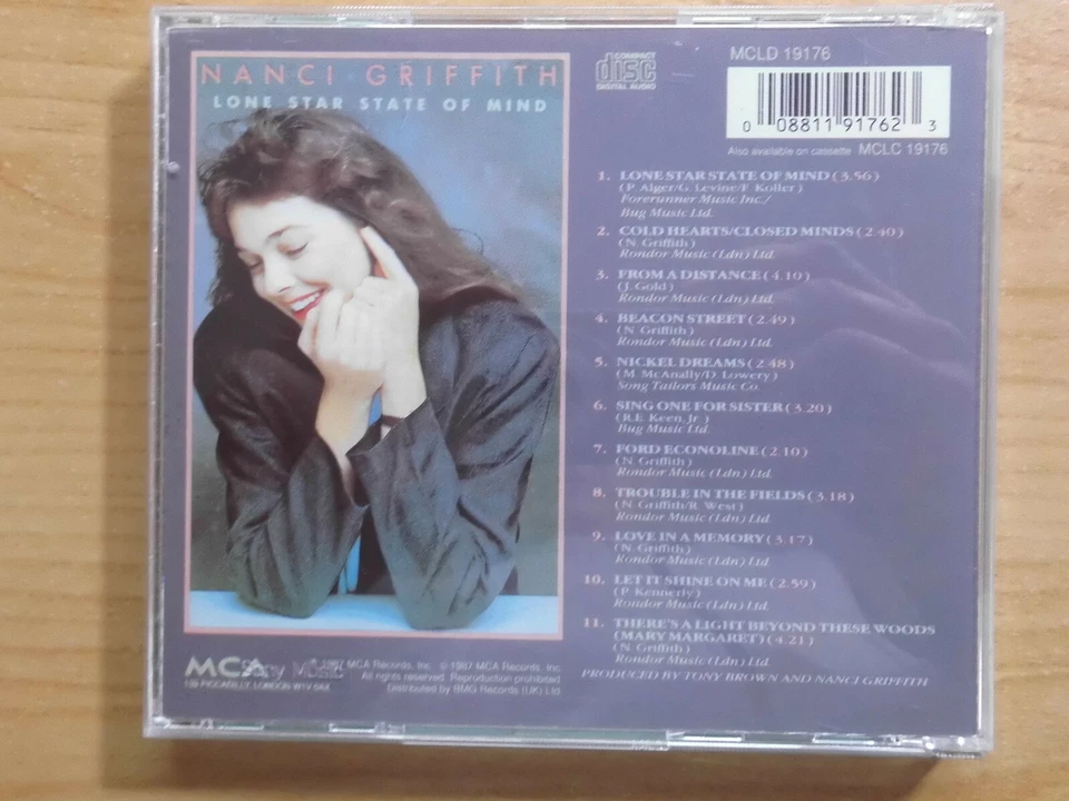 NANCI GRIFFITH CD: LONE STAR STATE OF MIND (UK;MCA Records – MCLD 19176) - Bild 2 von 3