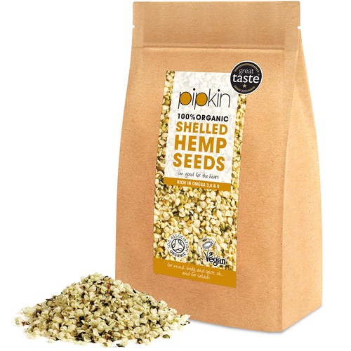 Pipkin Certified Organic Shelled Hulled Hemp Seeds Gluten Free