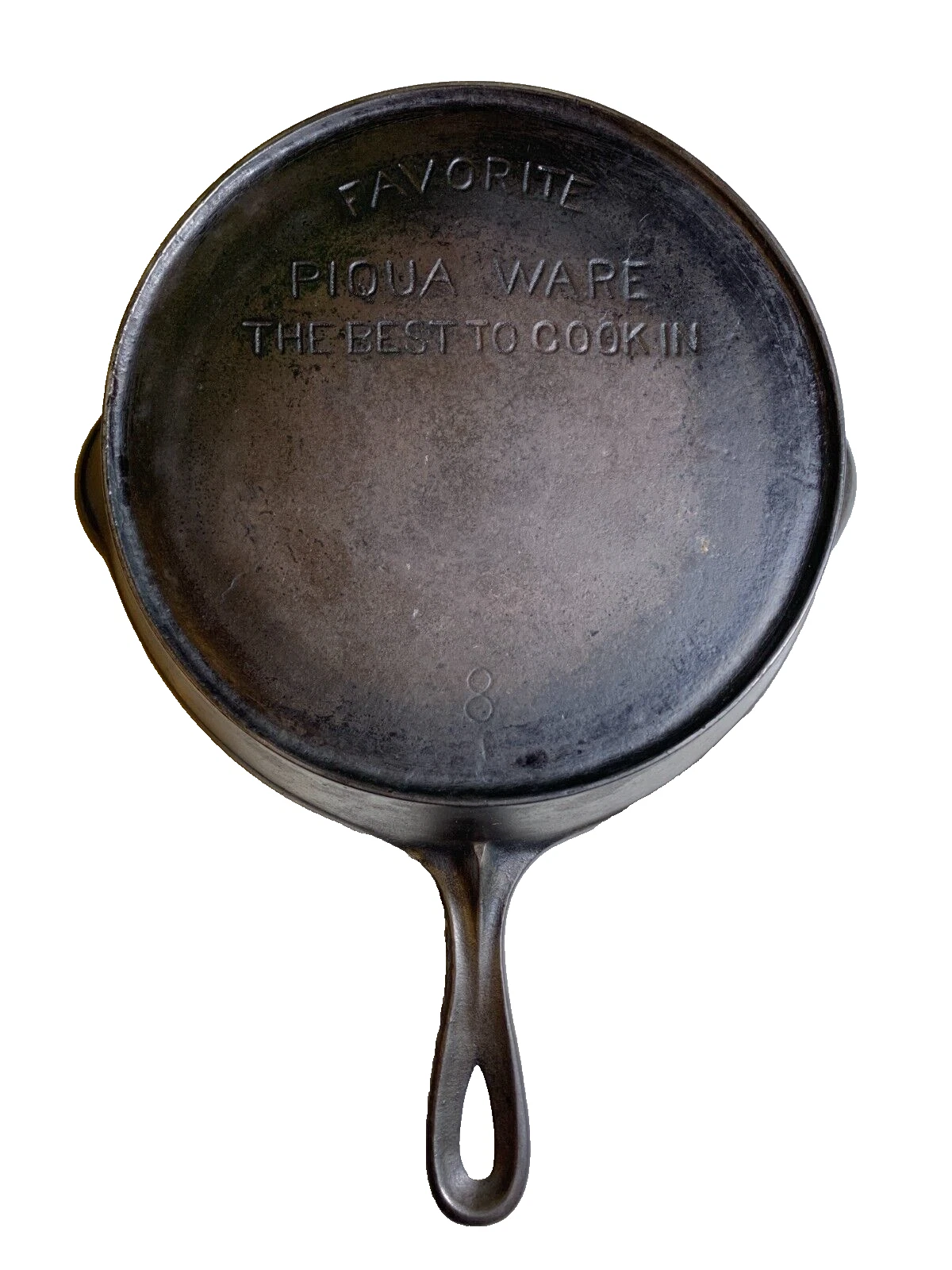 RARE Fine Favorite Piqua Ware THE BEST TO COOK IN #8 Cast Iron Skillet Pan Ohio