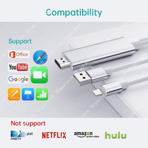 1080 HDMI Mirroring AV Cable Phone to TV HDTV Adapter For iPhone 12 11 XS XR 8 7 - Picture 4 of 16