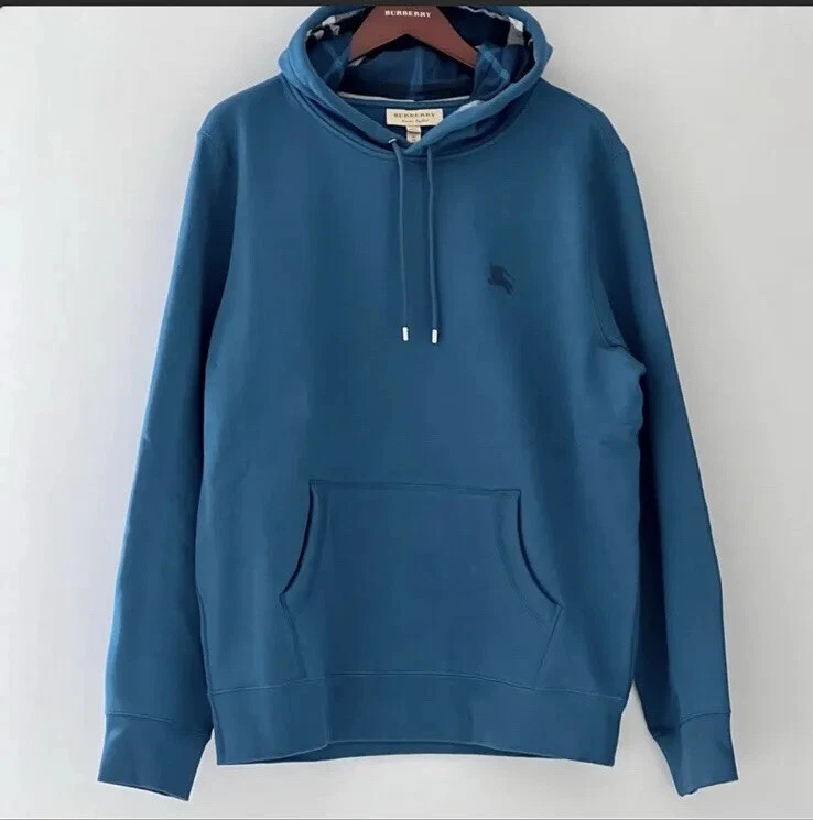 Burberry Claredon Hoodie Nova Check Blue Hooded Sweatshirt NWT