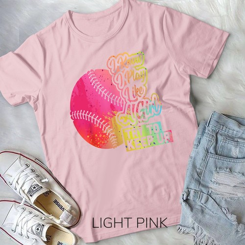 Baseball Women Funny Gift Team Play Like a Girl Softball T-Shirt Unisex T-shirt - Picture 4 of 11