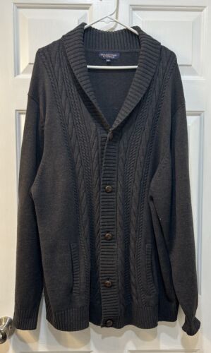 Roundtree Yorke grau Zopfmuster Strickjacke Herren XXL Opa Schalkragen altes Geld - Bild 4 von 11