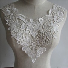 1X White Lace Hollow Faux Collar Floral False Neck Applique for DIY Bridal Dress