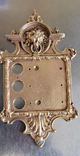 ANTIKES KLINGELSCHILD BRONZE UM 1890/1900 LÖWENKOPF