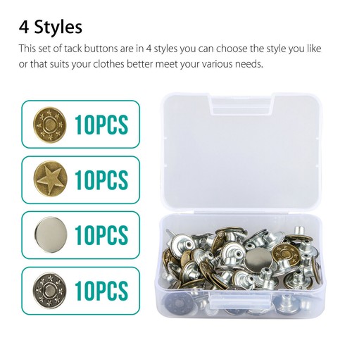 40 Sets Metal Jeans Button Tack Buttons Replacement Kit Repair For Sewing Pants - Picture 3 of 8