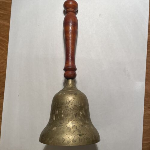 Vintage Etched Brass School Bell (Inidia) - Picture 1 of 4