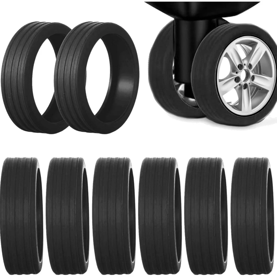 Gepäck-Rollenschutz 8 Stück Silikon Radabdeckung Koffer Rollen Schwarz für Re...