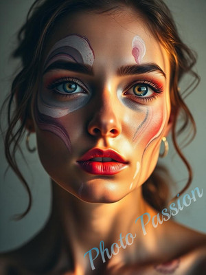 Foto A4 Portrait Frau Beauty Kunst Farben Poster Kunstdruck (4172)