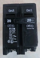 EATON BR220 BR 20 Amp 120/240 Volts 2-Pole Circuit Breaker Chipped