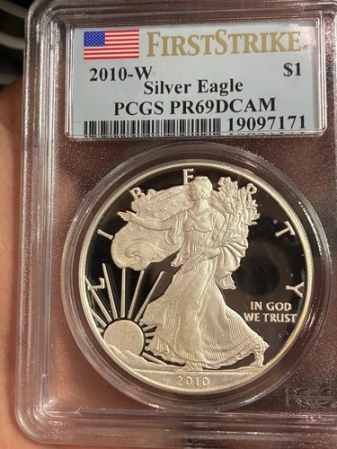 2010 W PCGS PR69 DCAM FIRST STRIKE Silver Eagle ASE  1 oz .999 Fine Silver PQ