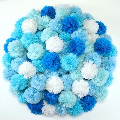 100 PCS 3 Inch Blue Pom Poms Large Fluffy Balls Bulk DIY Crafts Party Decor