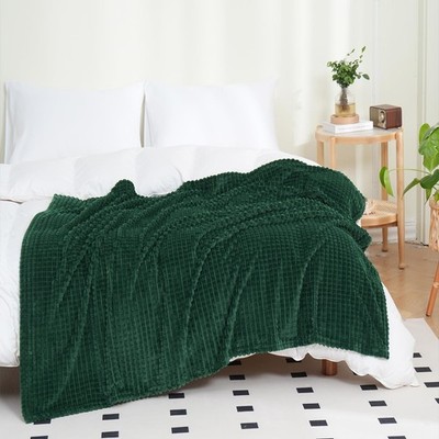 Flannel Fleece Throw Blanket Dark Green 108