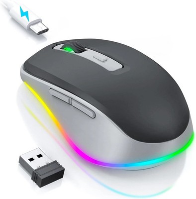 PEIOUS Wireless Mouse Jiggler - LED Mice with Build-in Grey