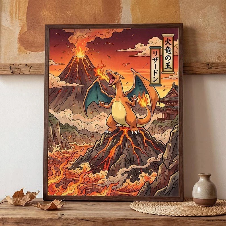Charizard Poster – PKM Inspired Wall Art Print Decor