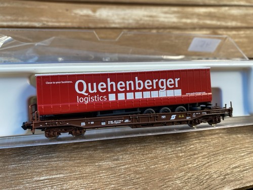 Fleischmann Spur N 845342 K Taschenwagen Mit Lkw  Quehenberger  In Top Zustand | Condition: Gebraucht