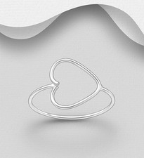 925 Sterling Silver Open Heart Ring Size L Delicate Love Minimalist Style Gift