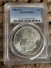 New ListingPCGS SLABBED 1884-CC MORGAN SILVER  DOLLAR GRADED MS 63 US MINT  COIN