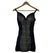 Maidenform Slip Dress Womens 38B Black Lace Lingerie Goth Dark Feminine Coquette