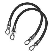 2Pcs 50cm Short Leather PU Braided Purse Replacement Handle - Black, Black