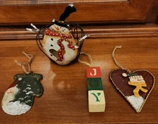 Christmas Primitive Style Ornaments Tea Light Candle Holder Country Cottage Lot 
