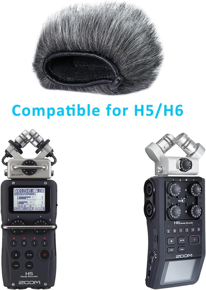 Manguito de parabrisas exterior peludo, filtro pop/protector de cubierta de viento para zoom H5, puerto H6 Foto 2 de 4