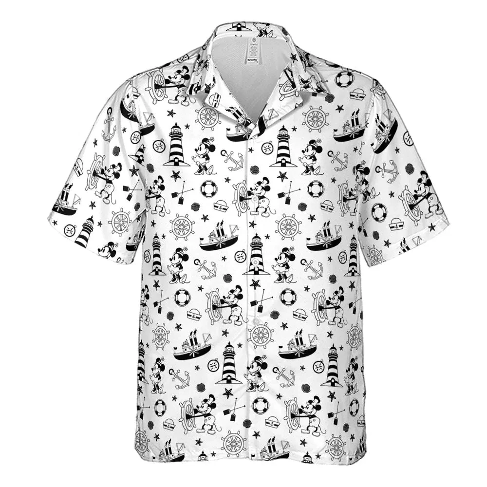Steamboat Willie pattern Hawaiian Button Down Shirt
