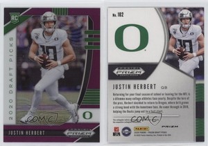 2020 Panini Prizm Draft Picks Rookies Purple Justin Herbert #102 Rookie RC