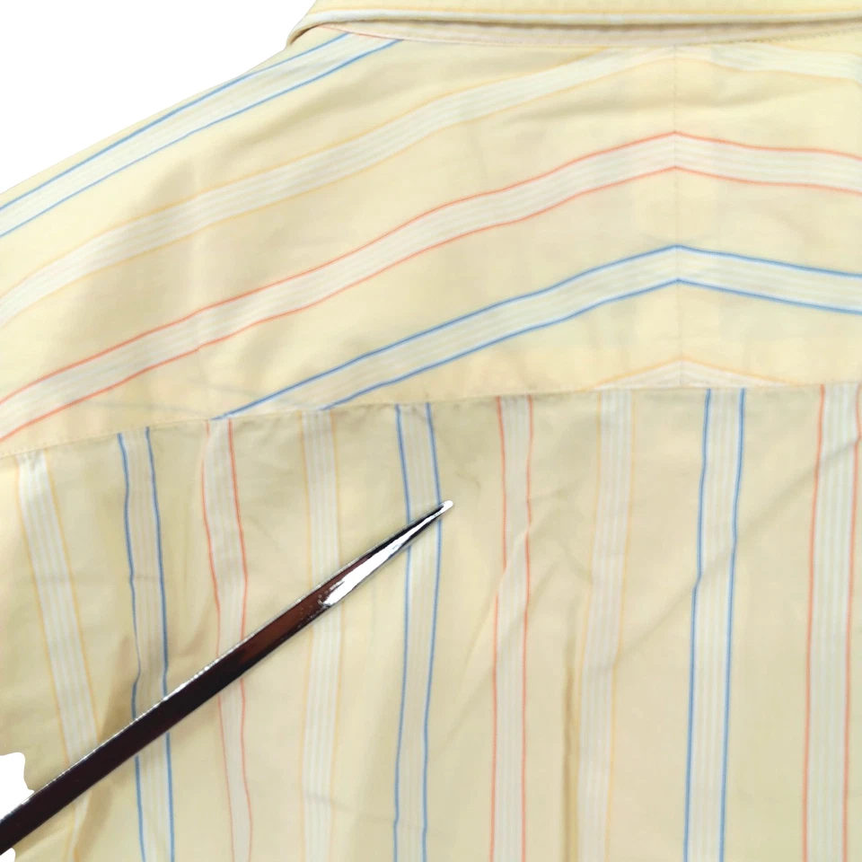 Camisa de algodón Turnbull & Asser Sea Island para hombre 16,5 42 algodón a rayas amarillas DEFECTOS Foto 3 de 4